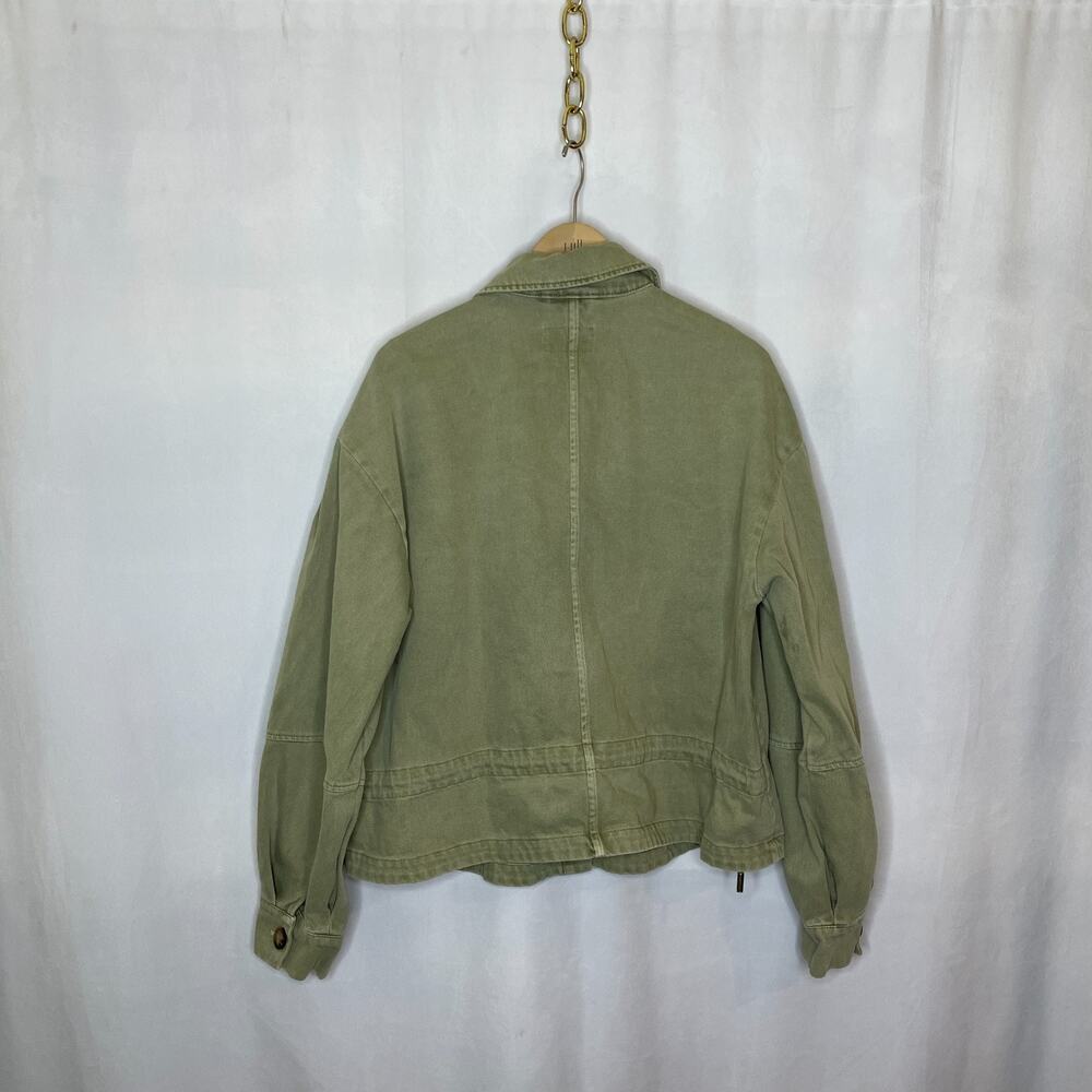 Women's Medium Pilcro Green Cotton Oversized Cropped Utility Jacket - Picture 6 of 6